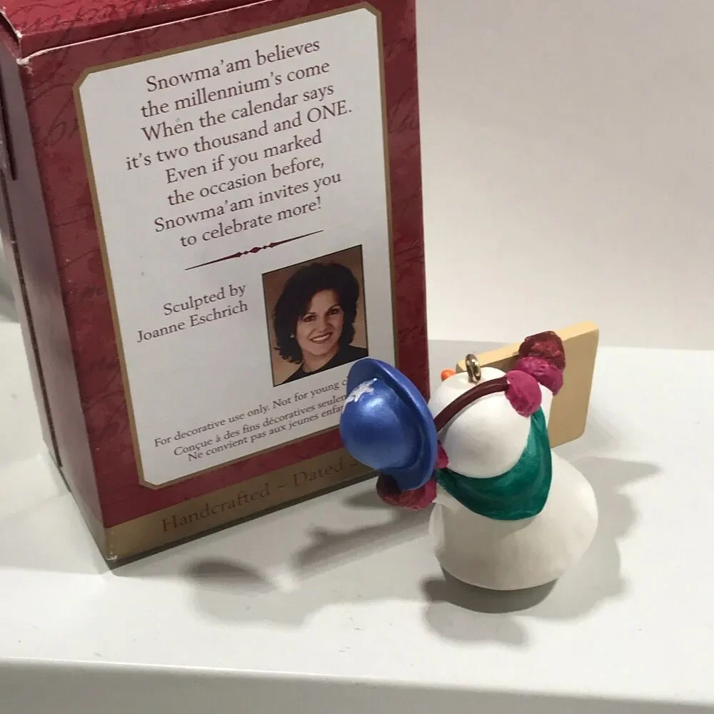 Millennium Snowma'am 2000 Hallmark Keepsake Mini Ornament Snowman 1 3/4
